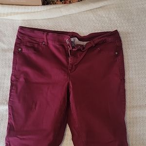 Red stretch skinny jeans